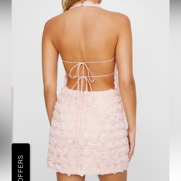 Nasty Gal Pink Rose Halter Neck Mini Dress 🌹 - Picture 6 of 9